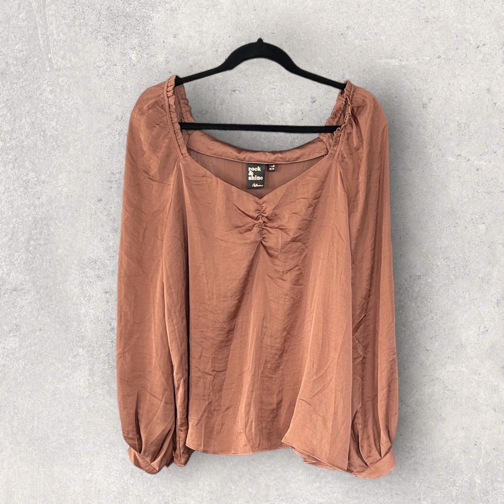 Reitmans Rock & Shine Champagne Satin Blouse Size XL